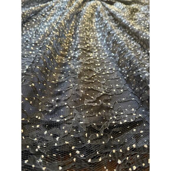 Vintage 80s Glitter Lace Prom Black Dress Velvet WhimsyGoth Celestial Punk Alt - Picture 9 of 13